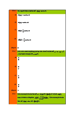 Bài tập Tích phân Lớp 12 - Phần 25